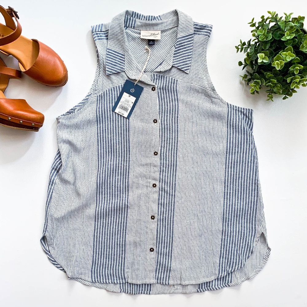 Universal Thread Denim Stripe Button Down Tank